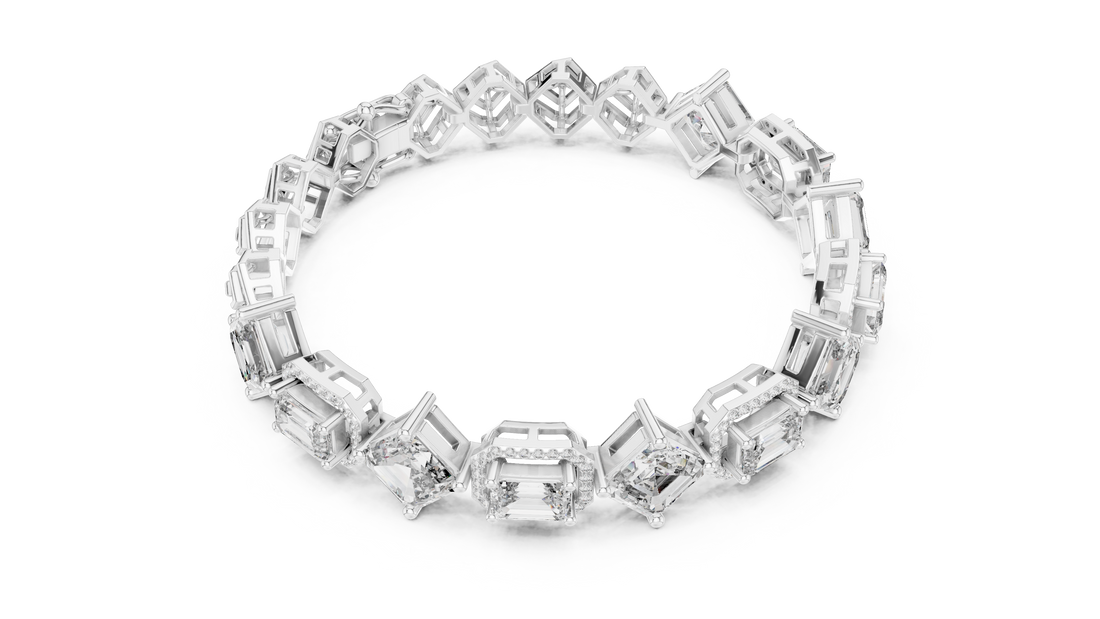 Asscher Cut Lab-Grown Diamond Tennis Bracelet in 14K/18K Rose Gold