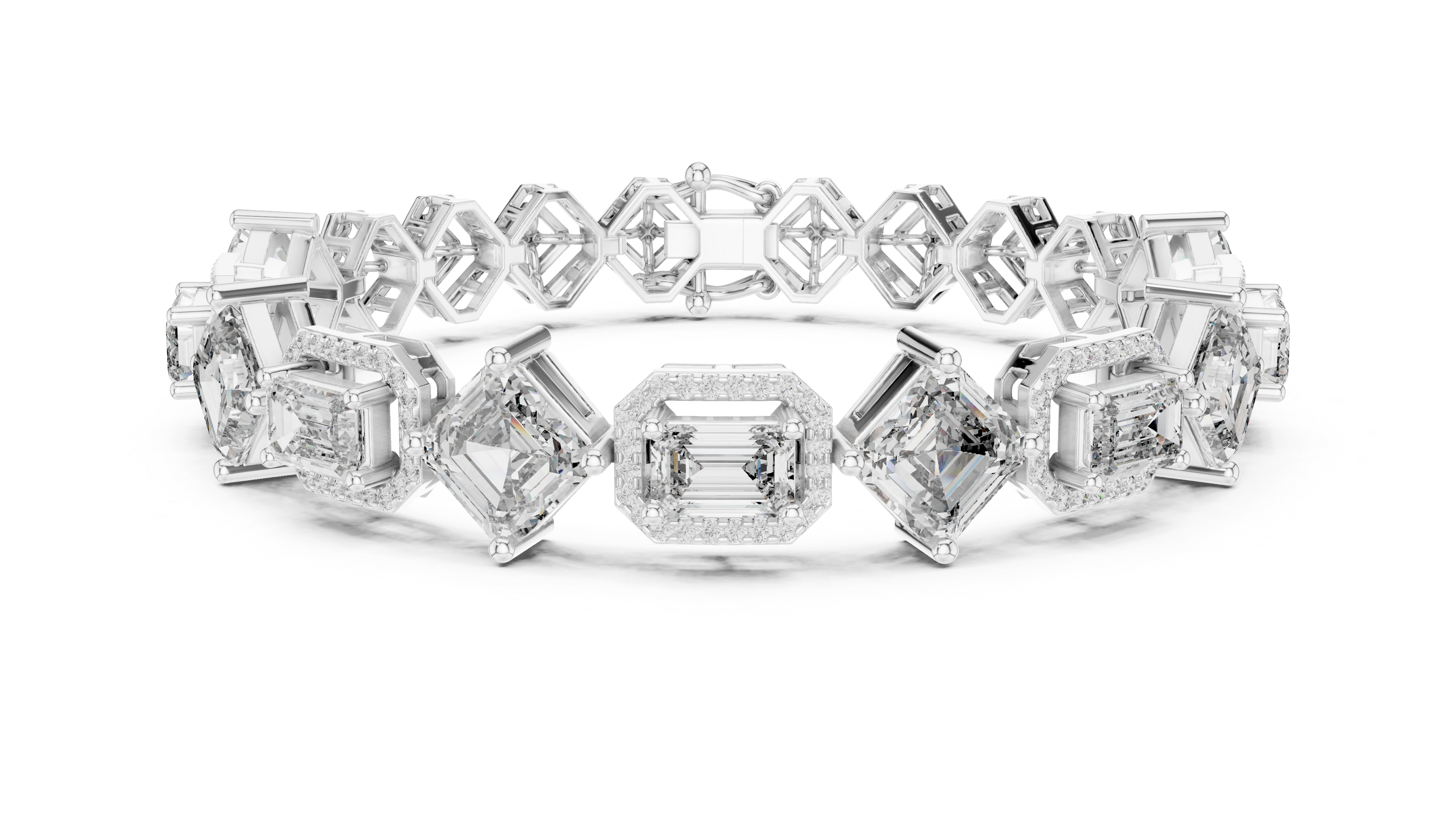 Asscher Cut Lab-Grown Diamond Tennis Bracelet in 14K/18K Rose Gold