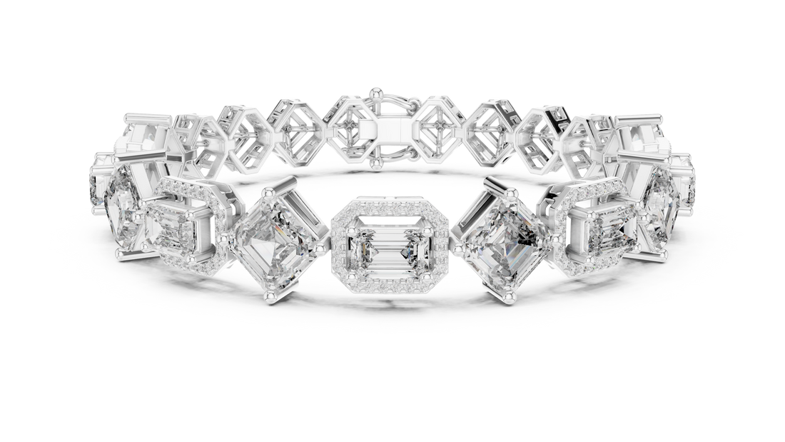 Asscher Cut Lab-Grown Diamond Tennis Bracelet in 14K/18K Rose Gold