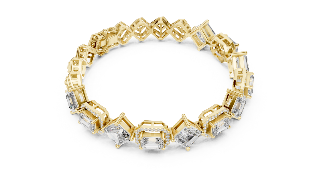 Asscher Cut Lab-Grown Diamond Tennis Bracelet in 14K/18K Rose Gold