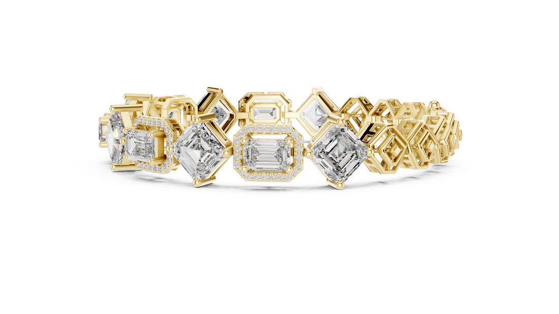 Asscher Cut Lab-Grown Diamond Tennis Bracelet in 14K/18K Rose Gold