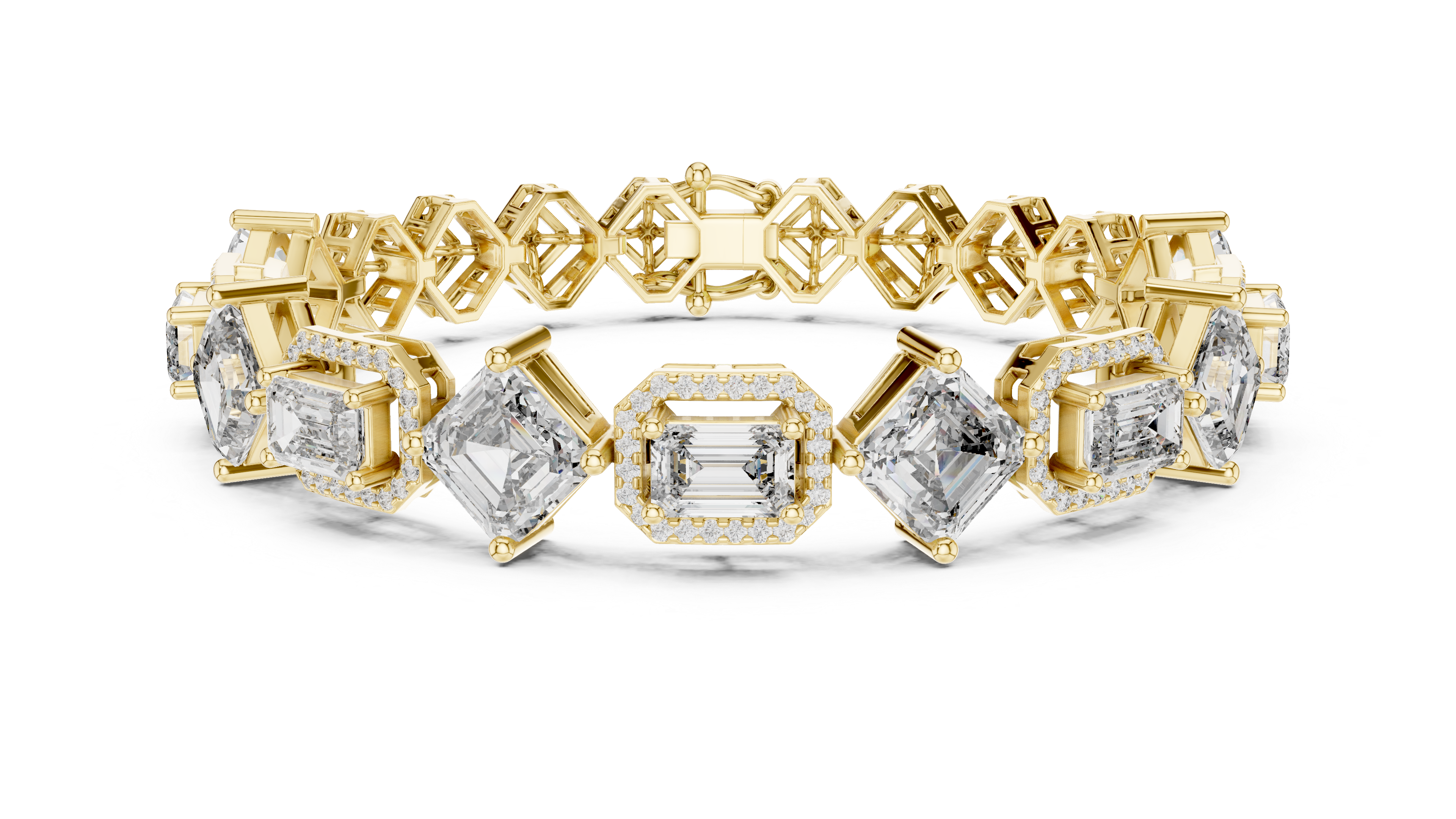 Asscher Cut Lab-Grown Diamond Tennis Bracelet in 14K/18K Rose Gold