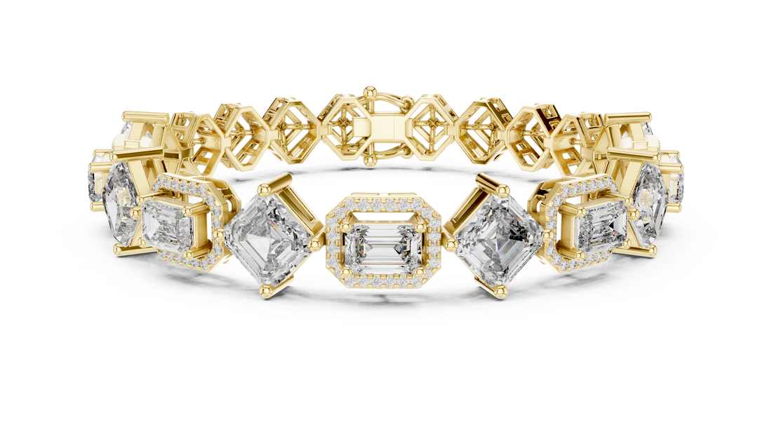 Asscher Cut Lab-Grown Diamond Tennis Bracelet in 14K/18K Rose Gold
