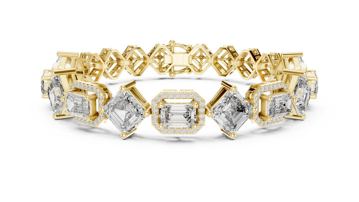 Asscher Cut Lab-Grown Diamond Tennis Bracelet in 14K/18K Rose Gold