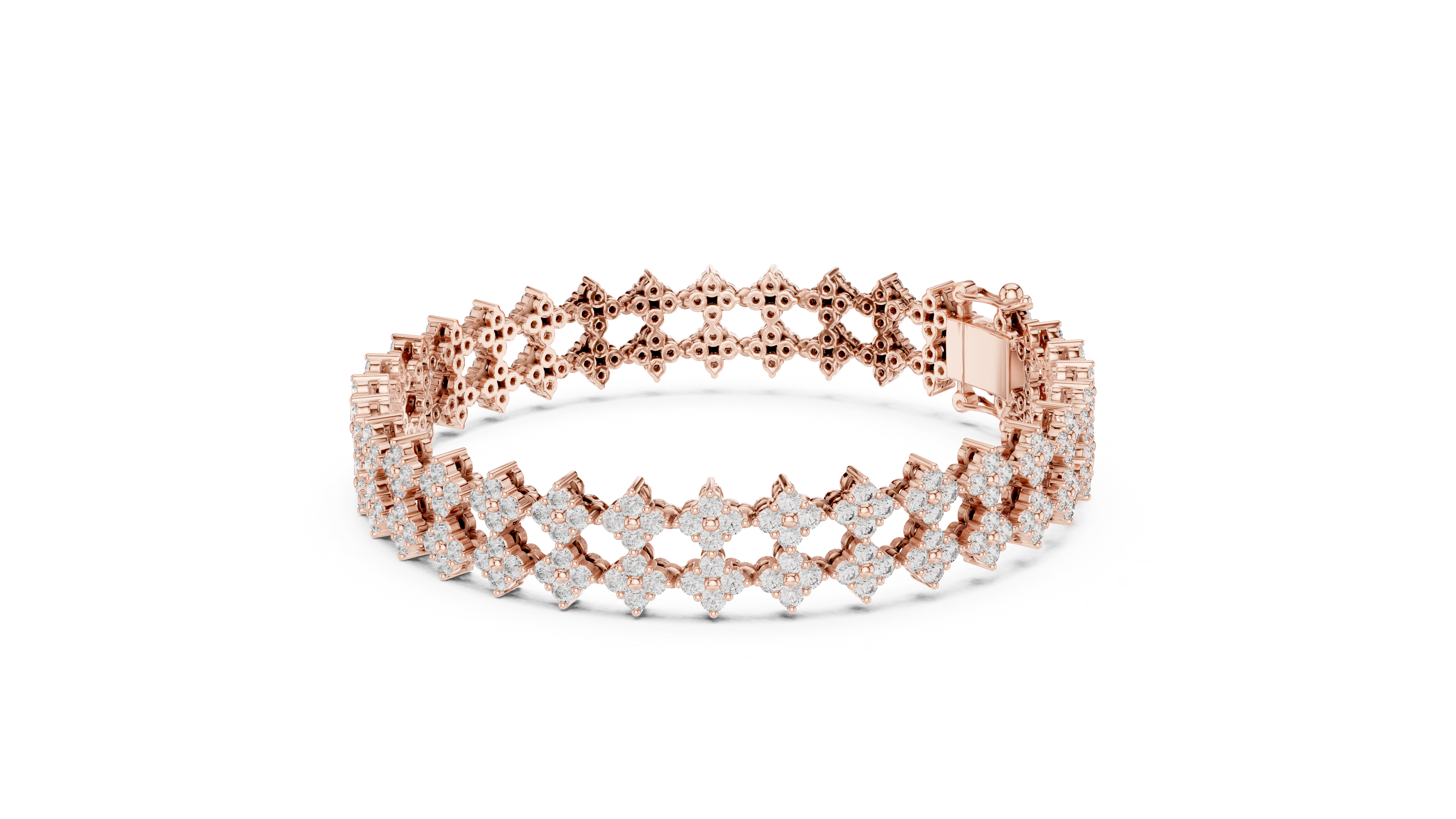 Geometric Floral Lab-Grown Diamond Bracelet in 14K/18K Rose Gold
