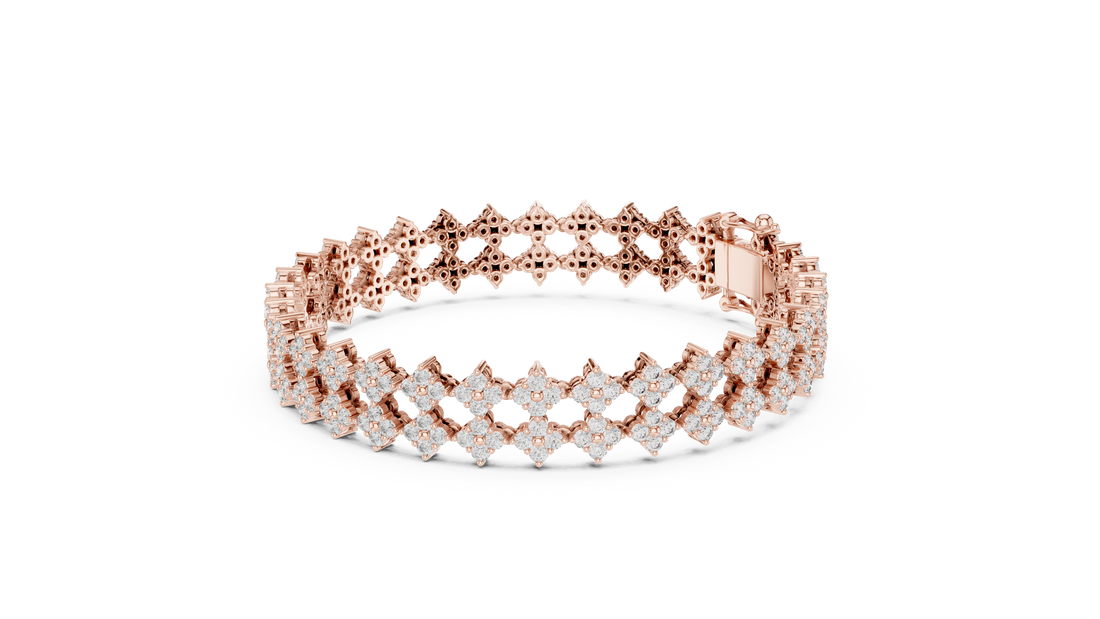Geometric Floral Lab-Grown Diamond Bracelet in 14K/18K Rose Gold