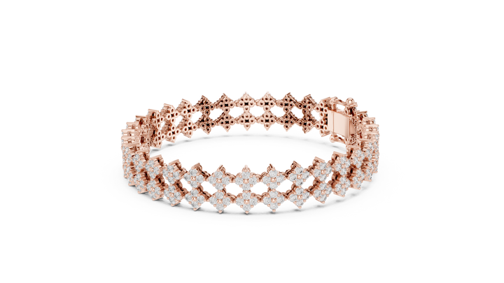 Geometric Floral Lab-Grown Diamond Bracelet in 14K/18K Rose Gold