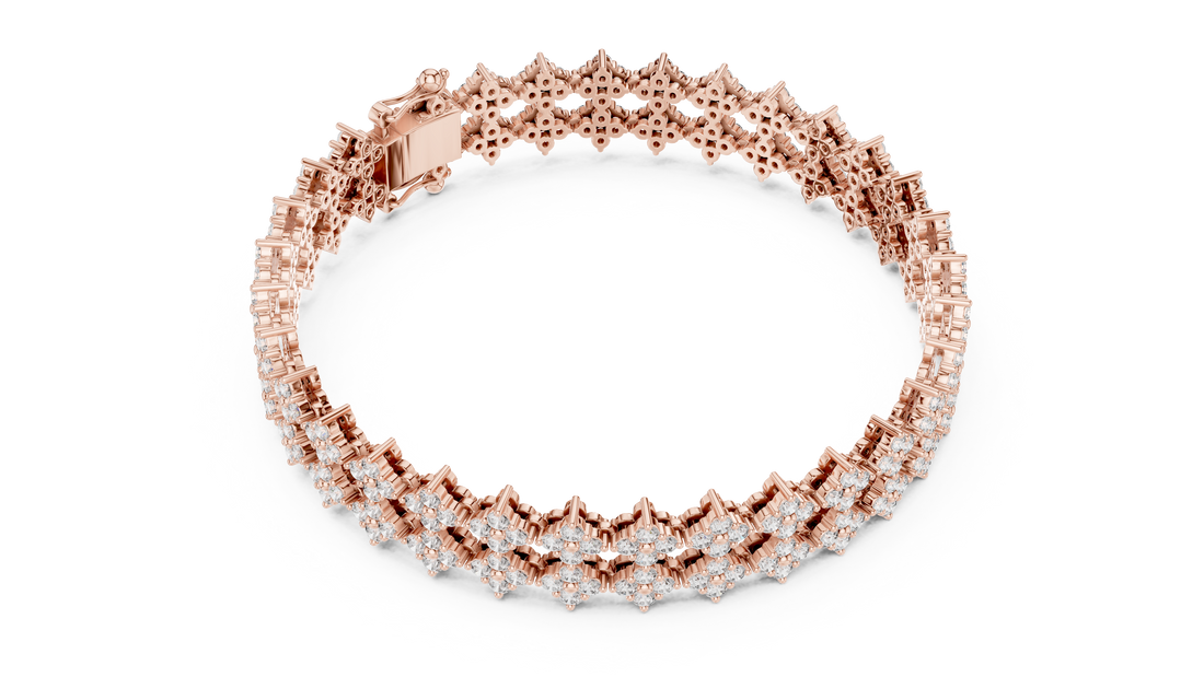 Geometric Floral Lab-Grown Diamond Bracelet in 14K/18K Rose Gold