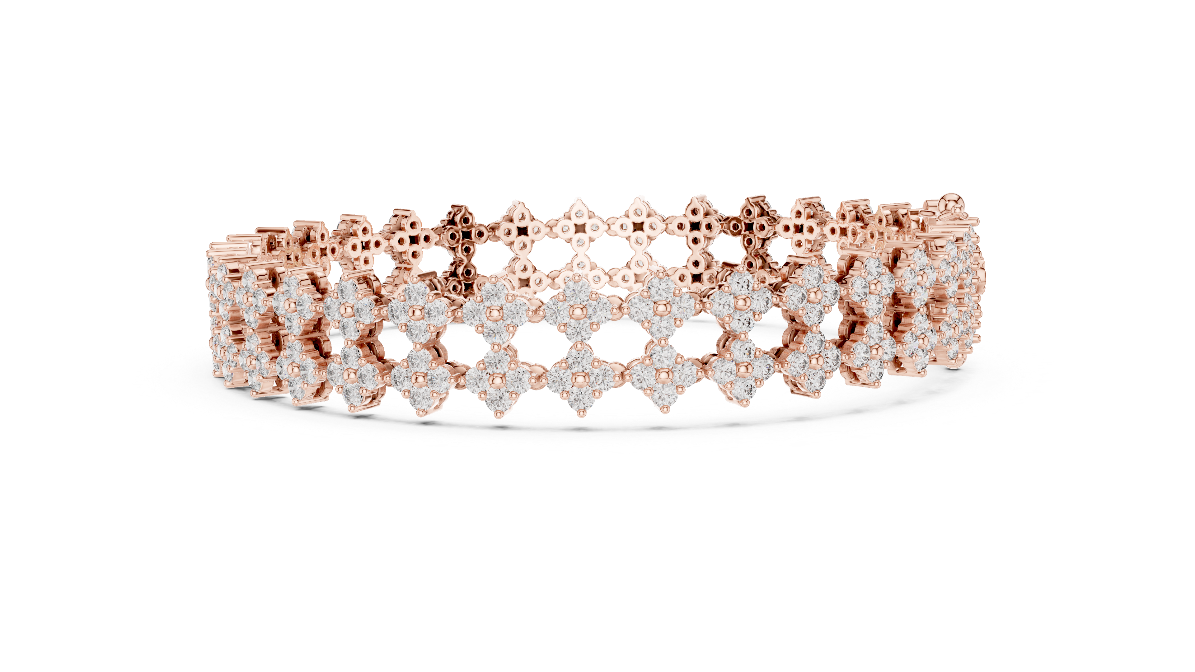 Geometric Floral Lab-Grown Diamond Bracelet in 14K/18K Rose Gold
