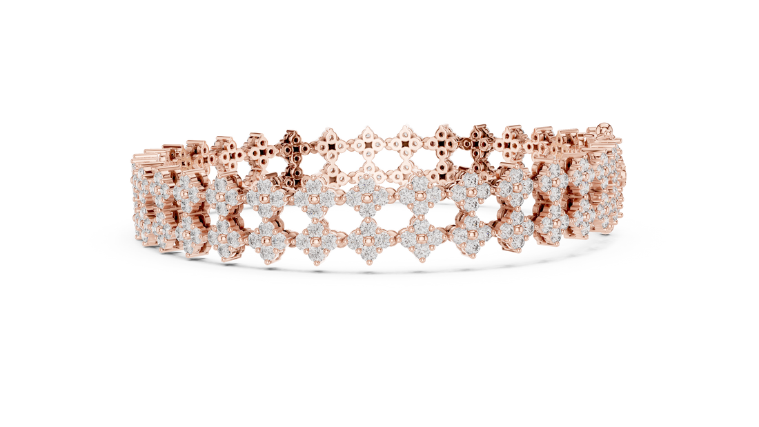 Geometric Floral Lab-Grown Diamond Bracelet in 14K/18K Rose Gold