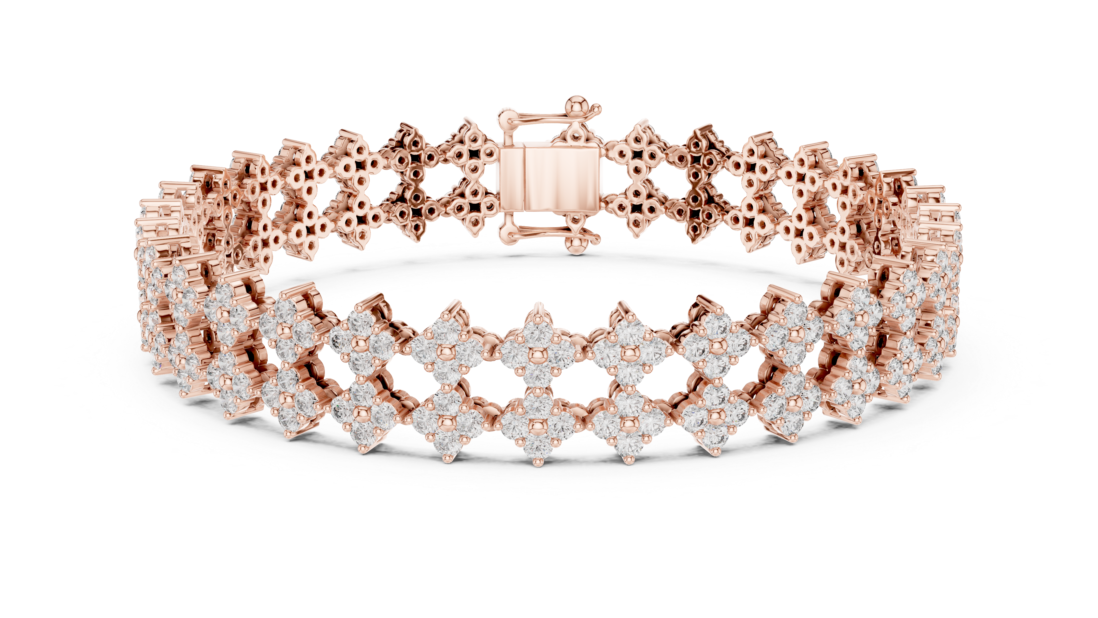 Geometric Floral Lab-Grown Diamond Bracelet in 14K/18K Rose Gold