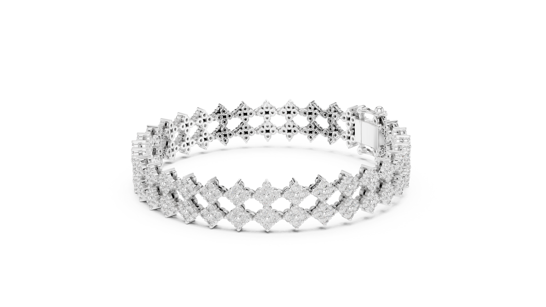 Geometric Floral Lab-Grown Diamond Bracelet in 14K/18K Rose Gold