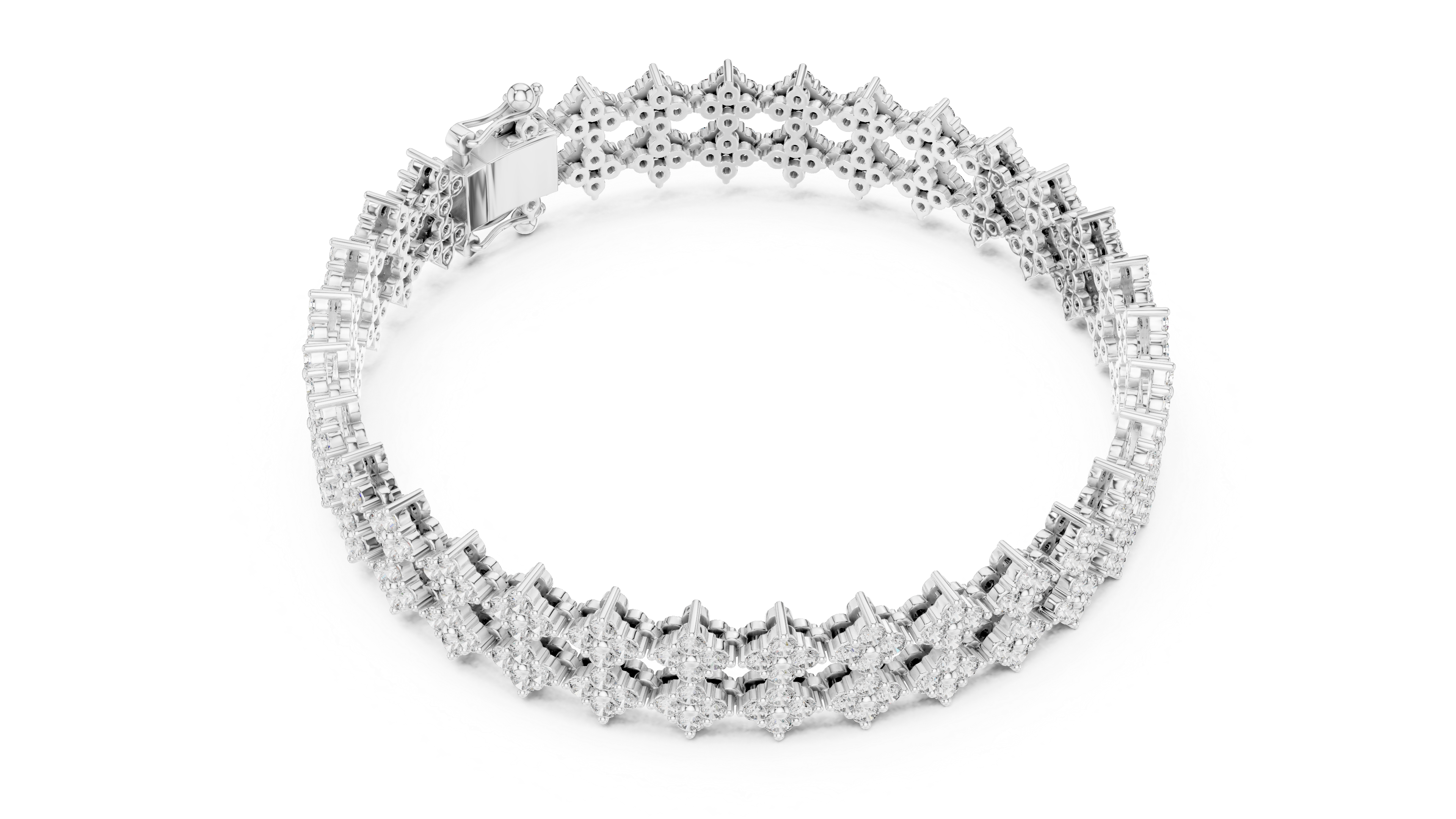 Geometric Floral Lab-Grown Diamond Bracelet in 14K/18K Rose Gold