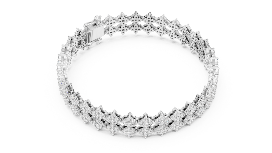 Geometric Floral Lab-Grown Diamond Bracelet in 14K/18K Rose Gold