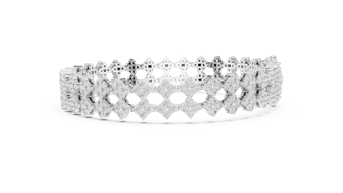 Geometric Floral Lab-Grown Diamond Bracelet in 14K/18K Rose Gold