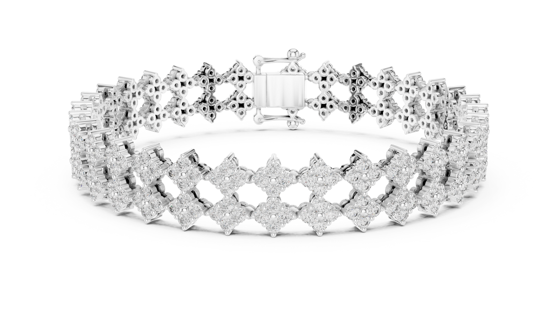 Geometric Floral Lab-Grown Diamond Bracelet in 14K/18K Rose Gold