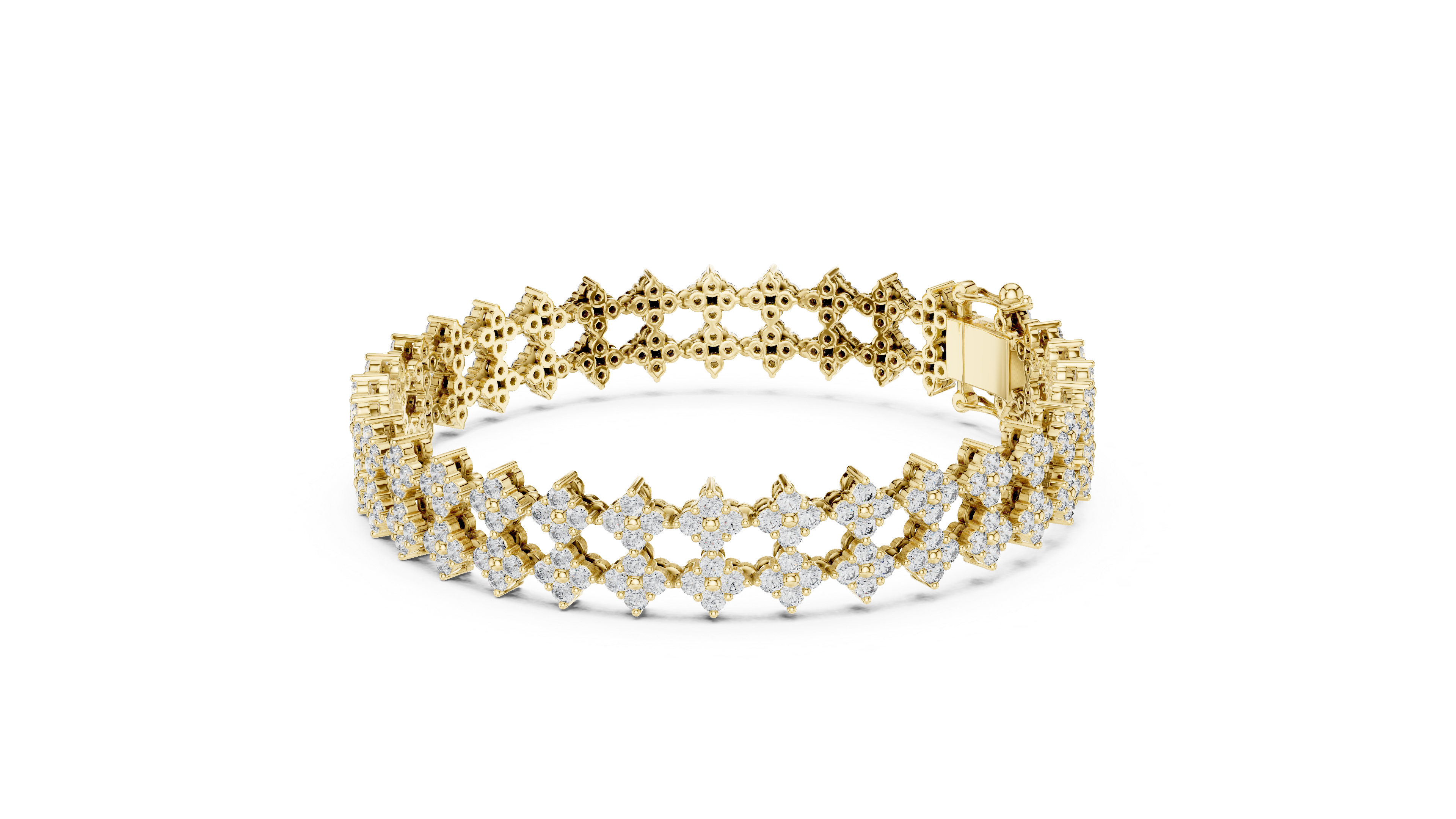 Geometric Floral Lab-Grown Diamond Bracelet in 14K/18K Rose Gold