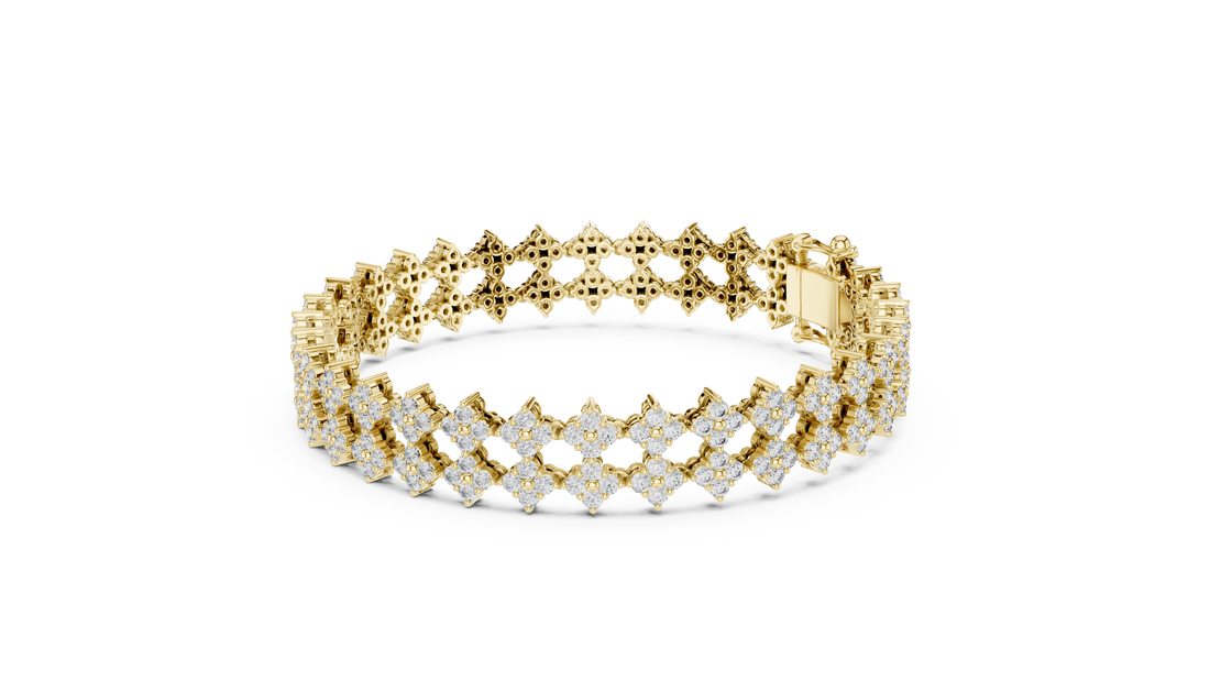 Geometric Floral Lab-Grown Diamond Bracelet in 14K/18K Rose Gold