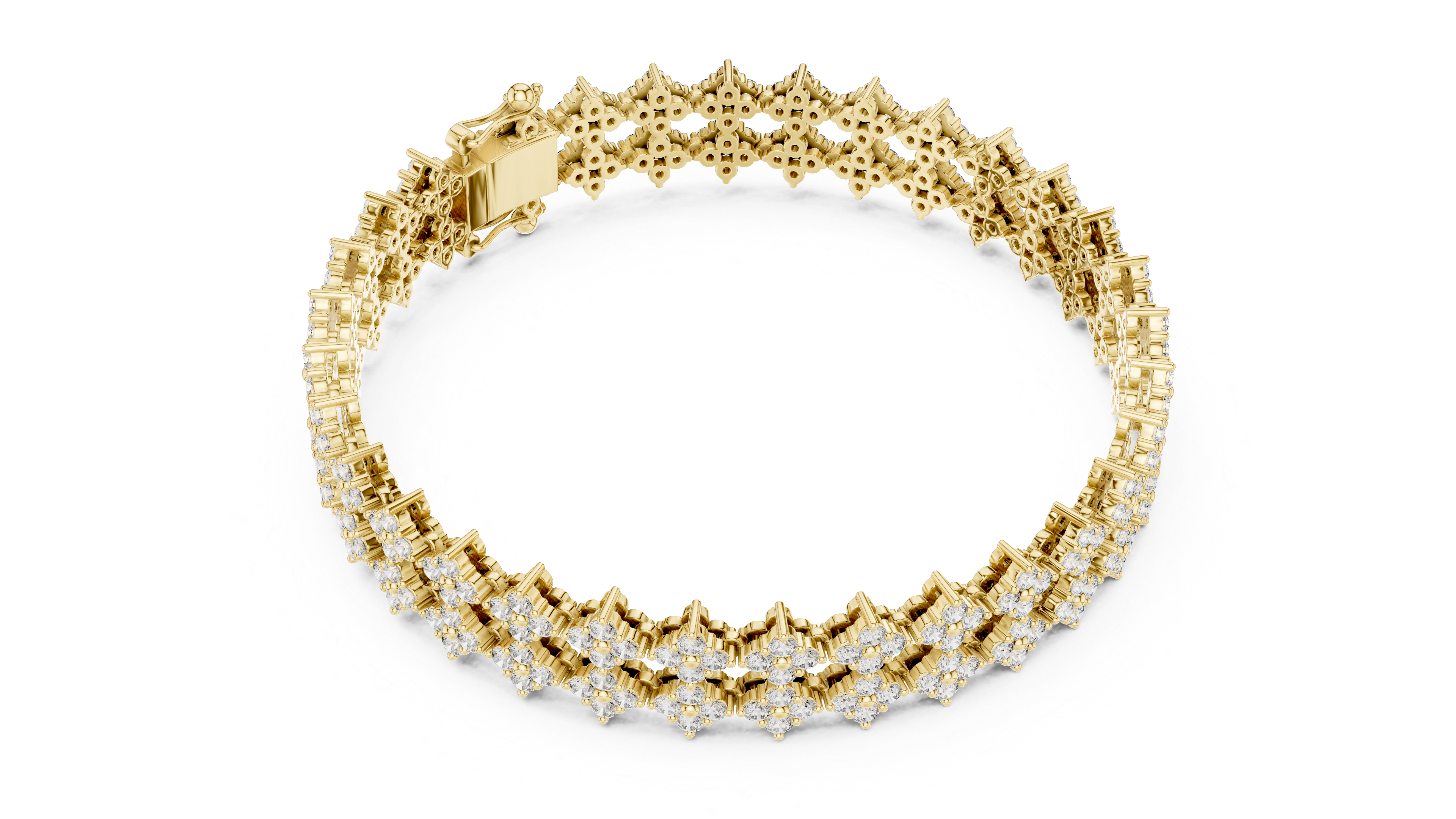 Geometric Floral Lab-Grown Diamond Bracelet in 14K/18K Rose Gold