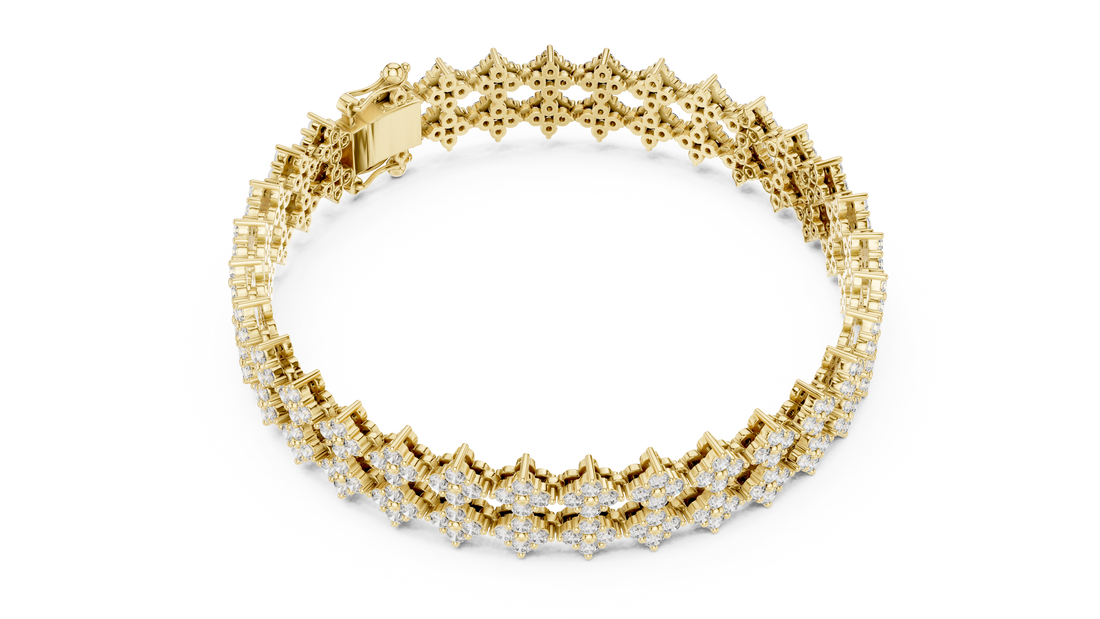Geometric Floral Lab-Grown Diamond Bracelet in 14K/18K Rose Gold