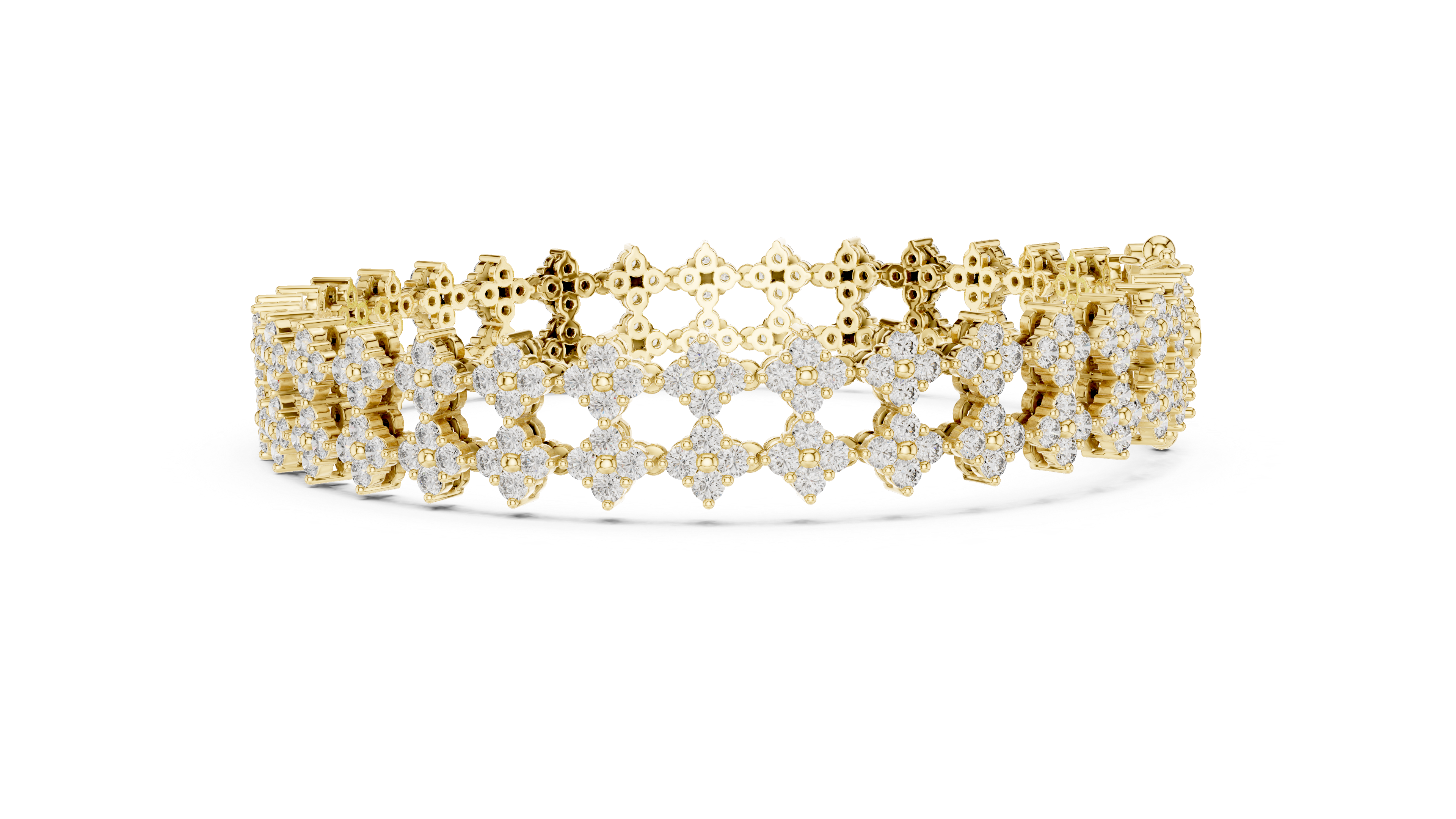 Geometric Floral Lab-Grown Diamond Bracelet in 14K/18K Rose Gold