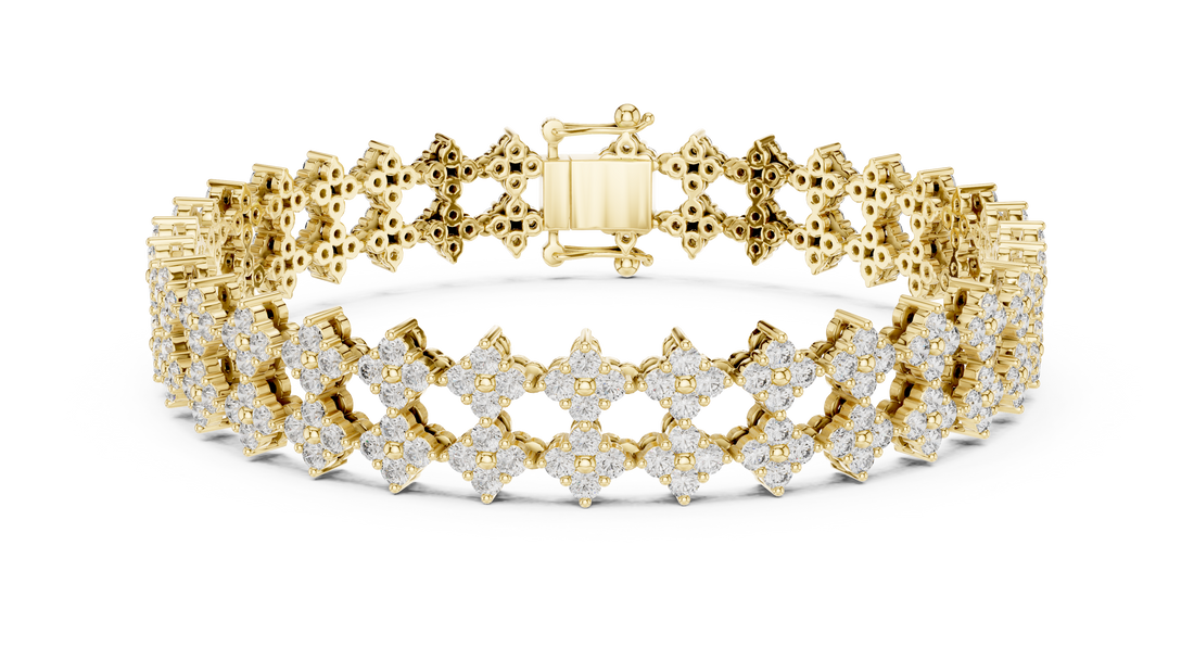 Geometric Floral Lab-Grown Diamond Bracelet in 14K/18K Rose Gold