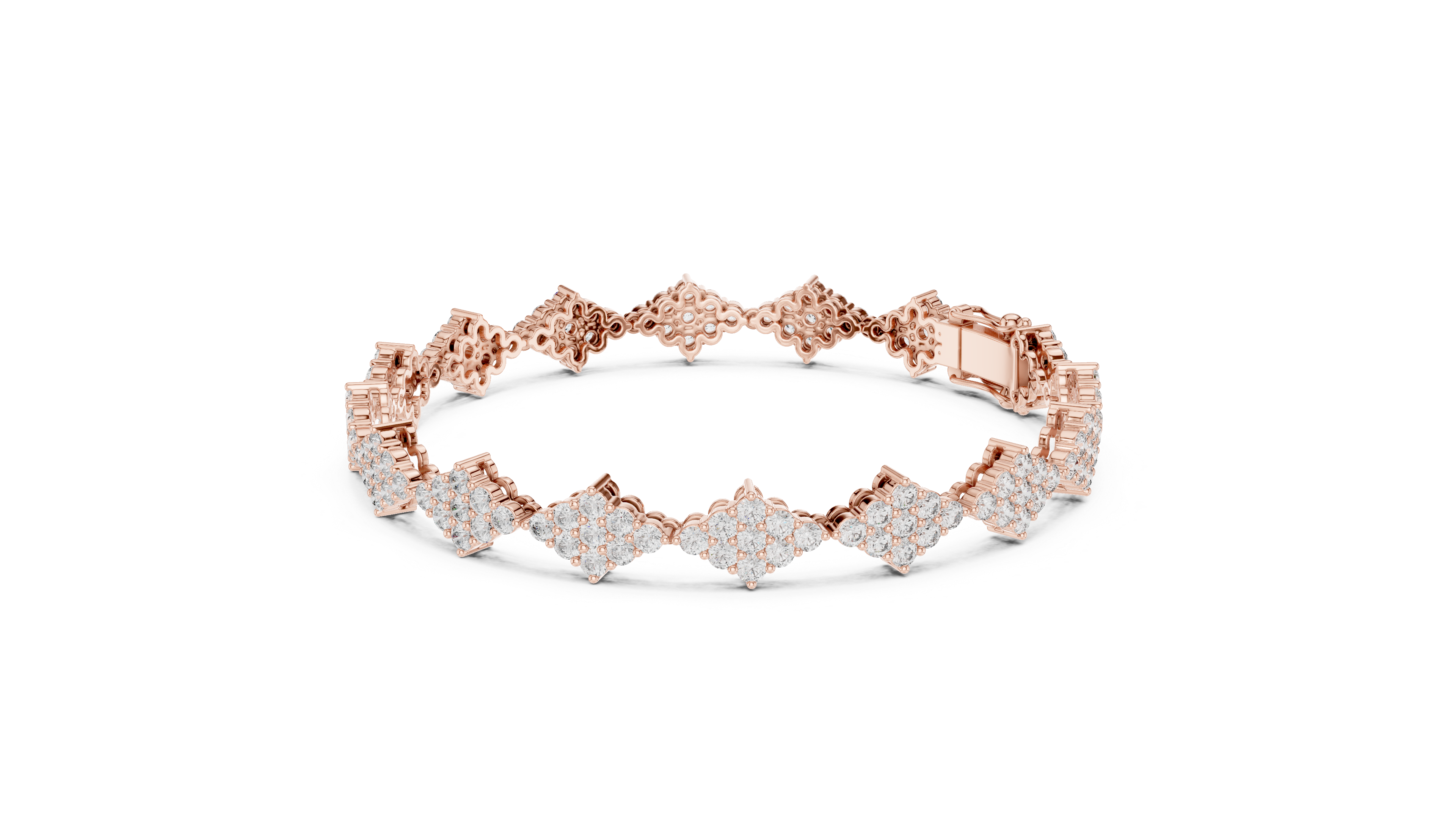 Geometric Cluster Lab-Grown Diamond Bracelet in 14K/18K Rose Gold