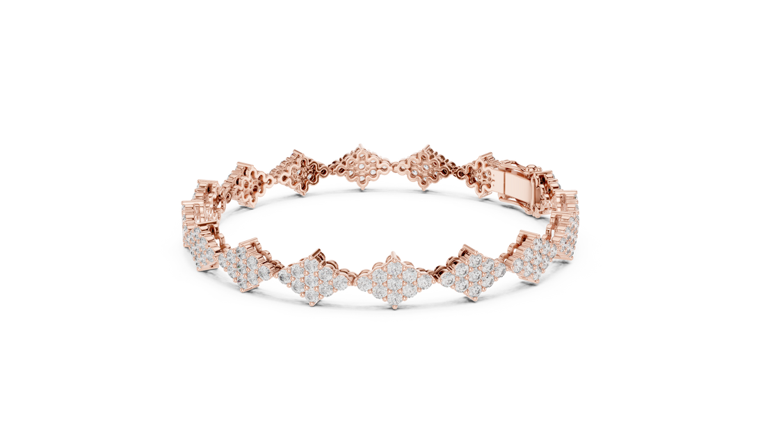 Geometric Cluster Lab-Grown Diamond Bracelet in 14K/18K Rose Gold