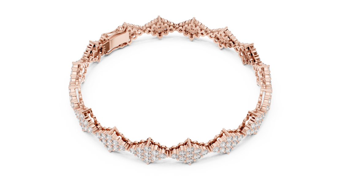 Geometric Cluster Lab-Grown Diamond Bracelet in 14K/18K Rose Gold