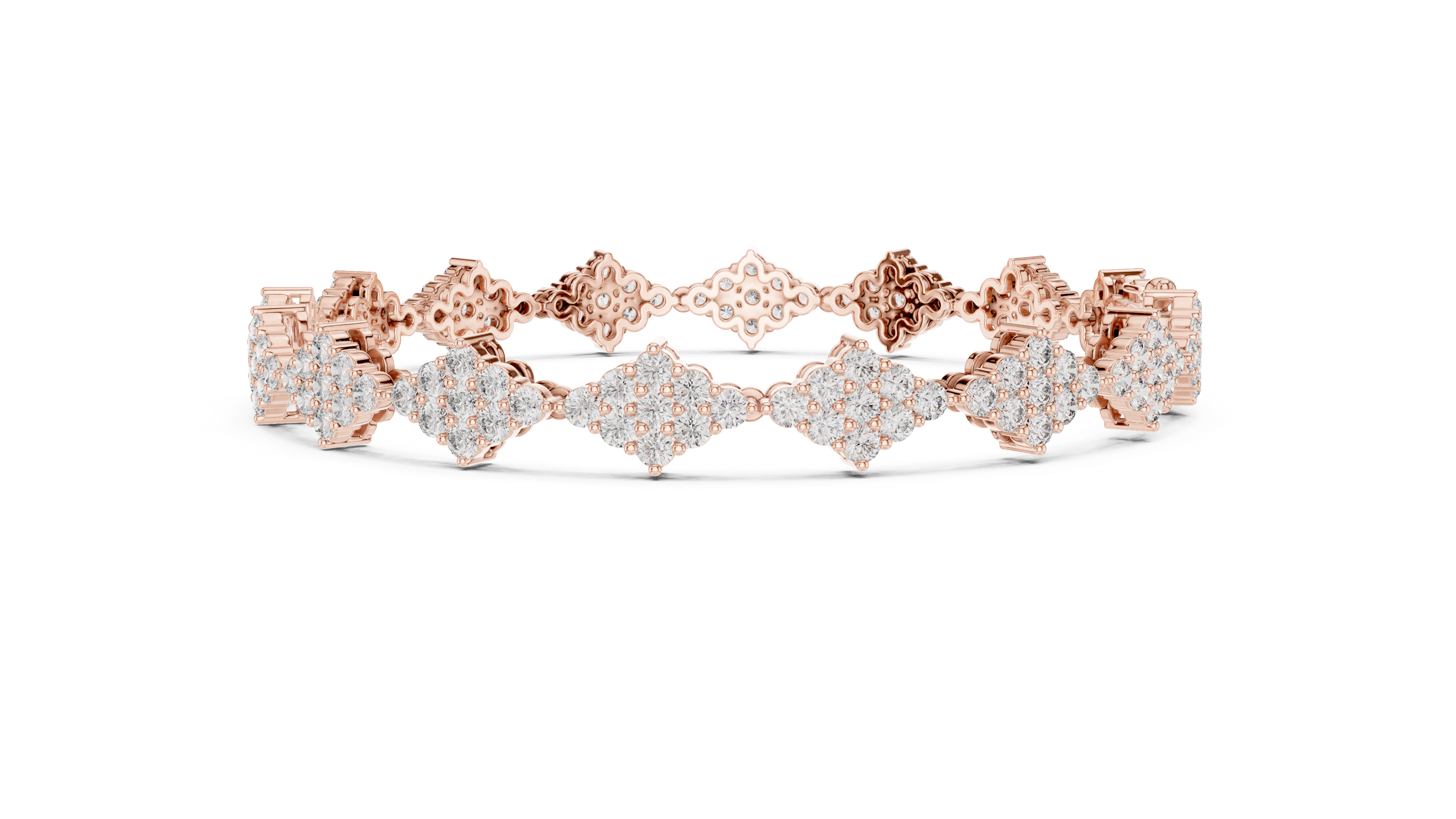 Geometric Cluster Lab-Grown Diamond Bracelet in 14K/18K Rose Gold