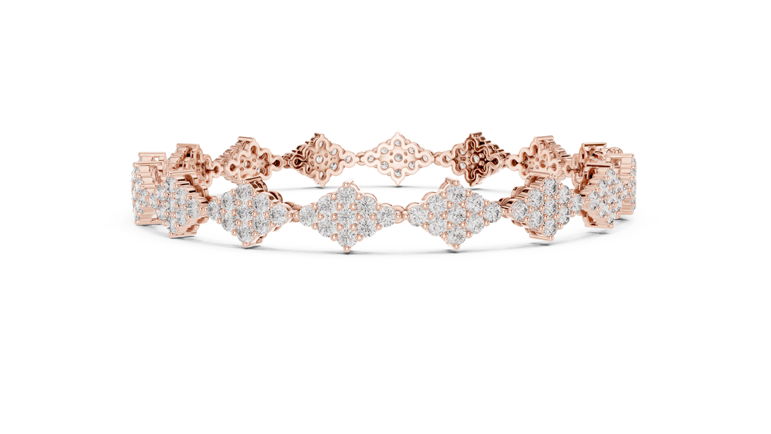 Geometric Cluster Lab-Grown Diamond Bracelet in 14K/18K Rose Gold