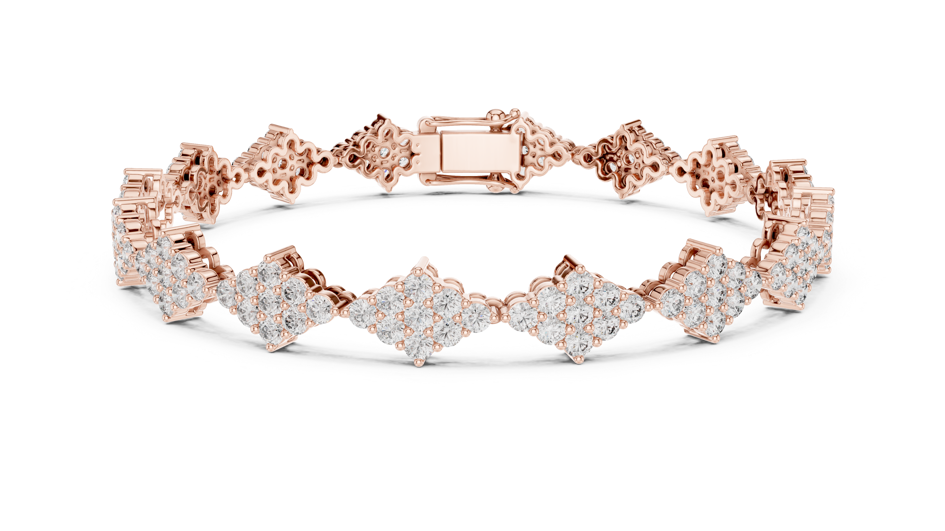 Geometric Cluster Lab-Grown Diamond Bracelet in 14K/18K Rose Gold