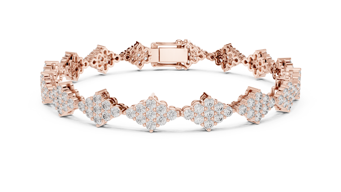Geometric Cluster Lab-Grown Diamond Bracelet in 14K/18K Rose Gold