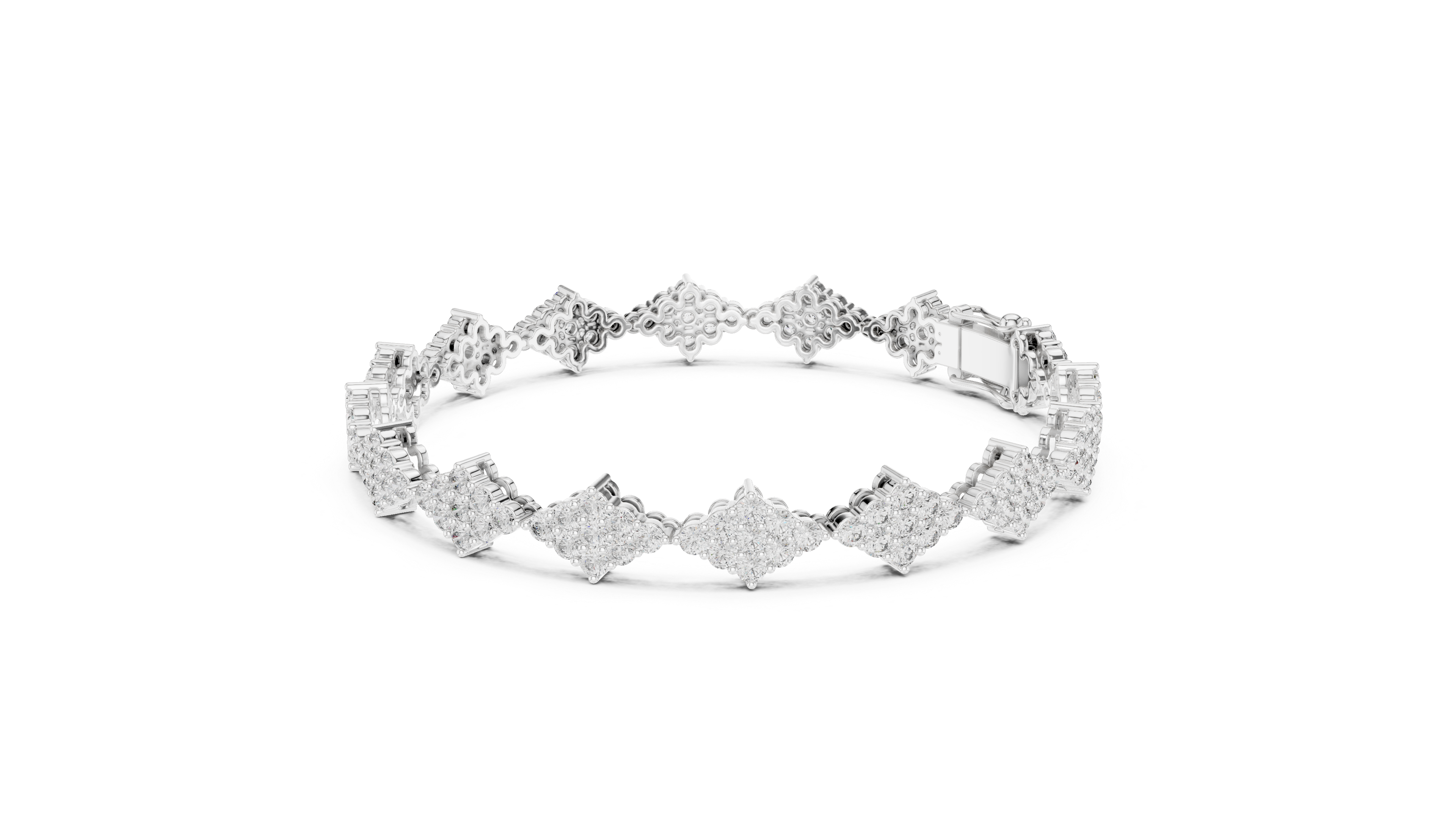 Geometric Cluster Lab-Grown Diamond Bracelet in 14K/18K Rose Gold