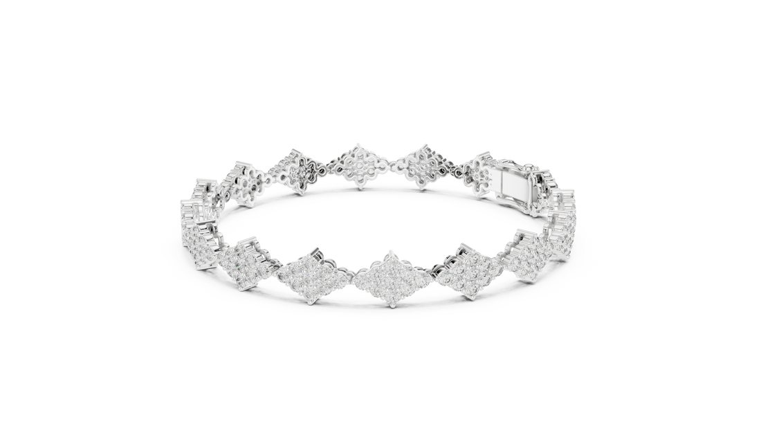 Geometric Cluster Lab-Grown Diamond Bracelet in 14K/18K Rose Gold