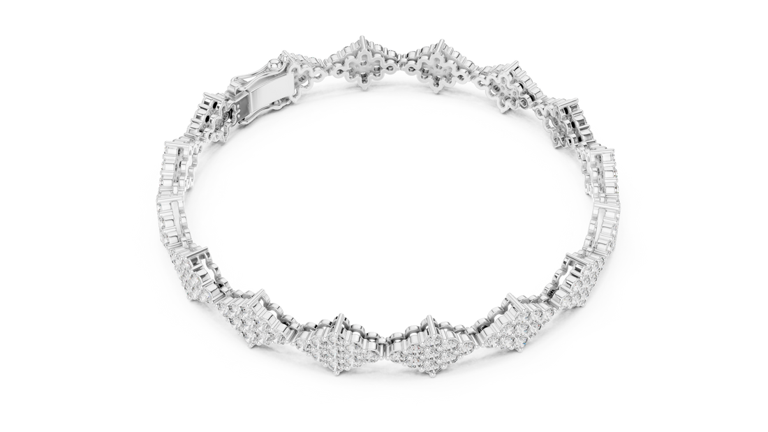 Geometric Cluster Lab-Grown Diamond Bracelet in 14K/18K Rose Gold