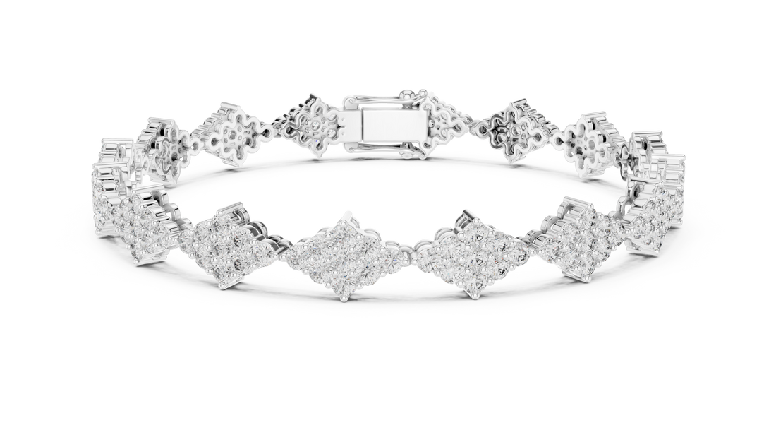 Geometric Cluster Lab-Grown Diamond Bracelet in 14K/18K Rose Gold