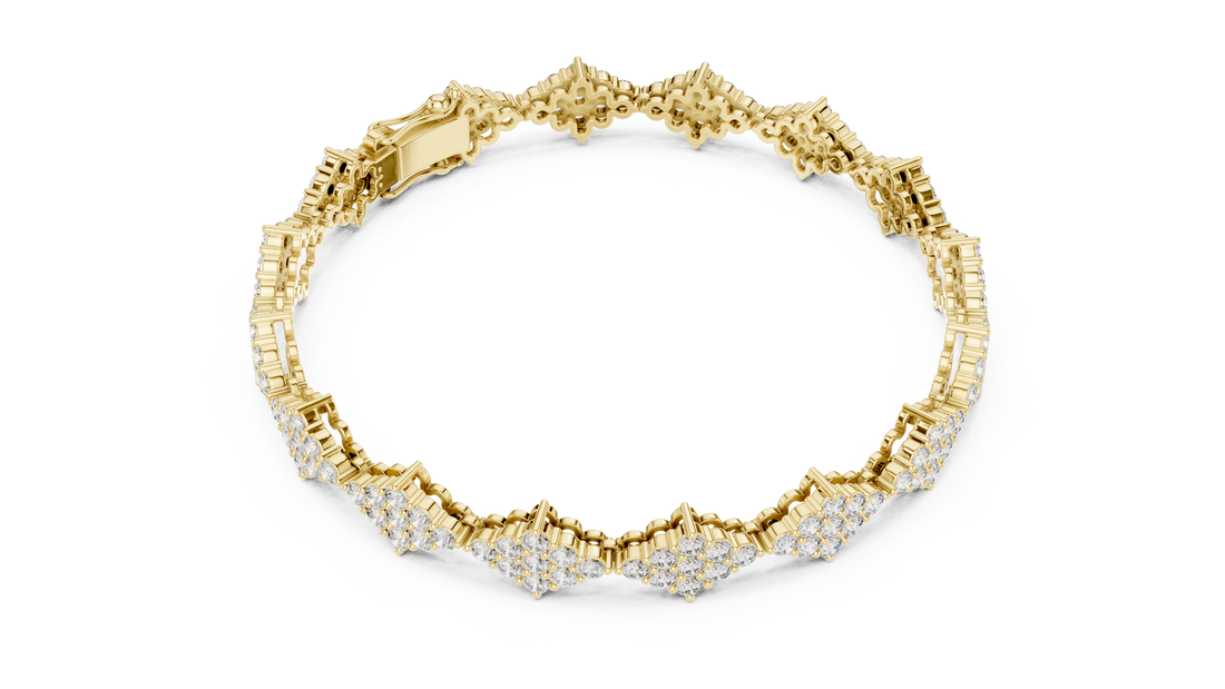 Geometric Cluster Lab-Grown Diamond Bracelet in 14K/18K Rose Gold
