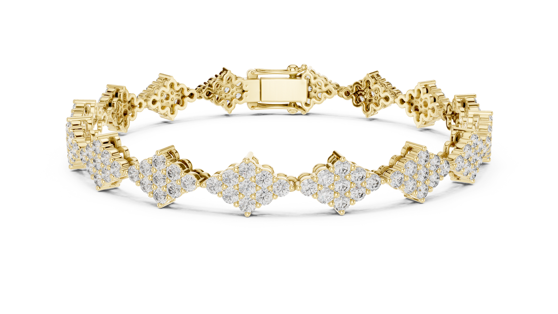 Geometric Cluster Lab-Grown Diamond Bracelet in 14K/18K Rose Gold