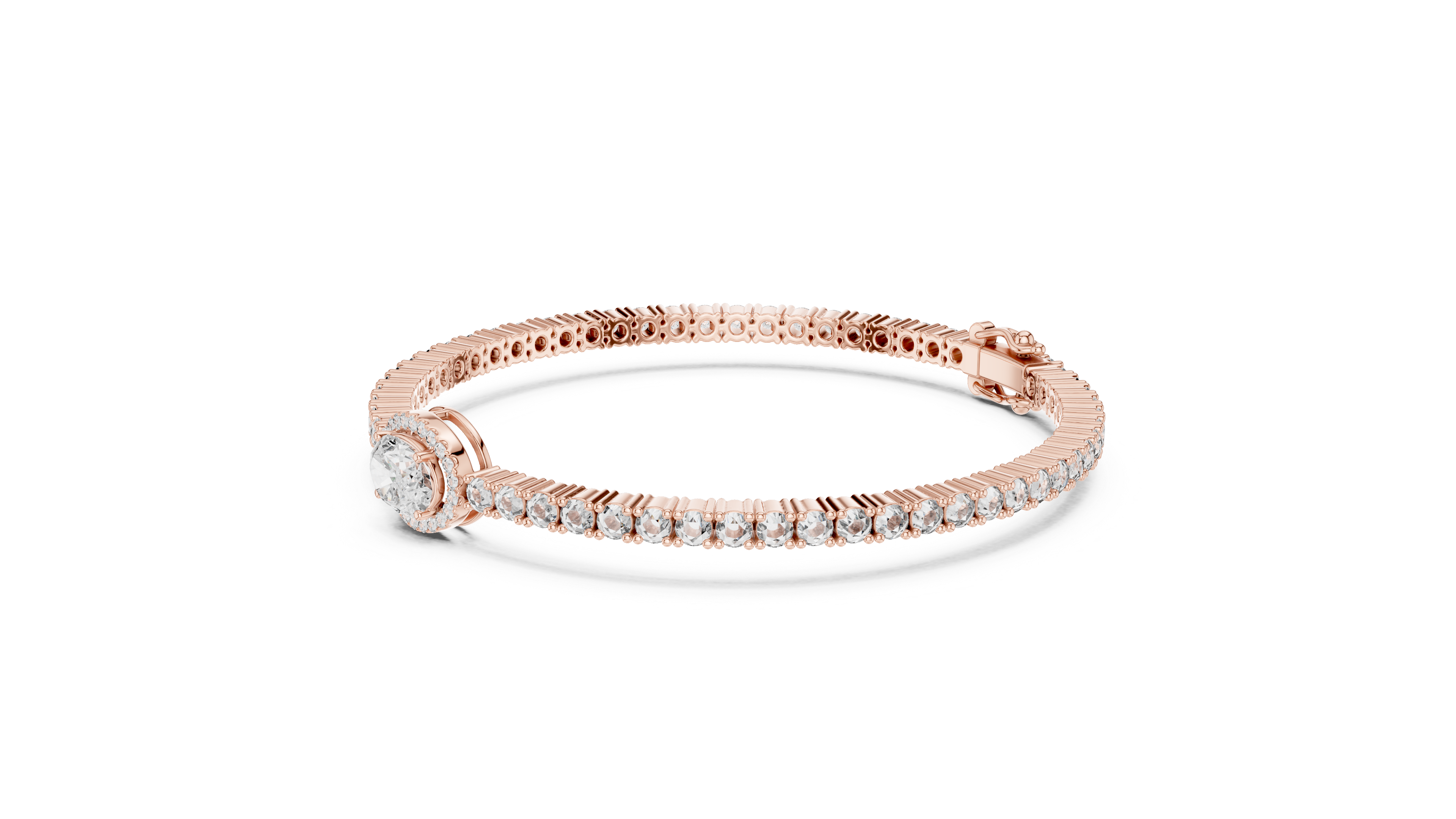 Oval Halo Lab-Grown Diamond Bracelet in 14K/18K Gold