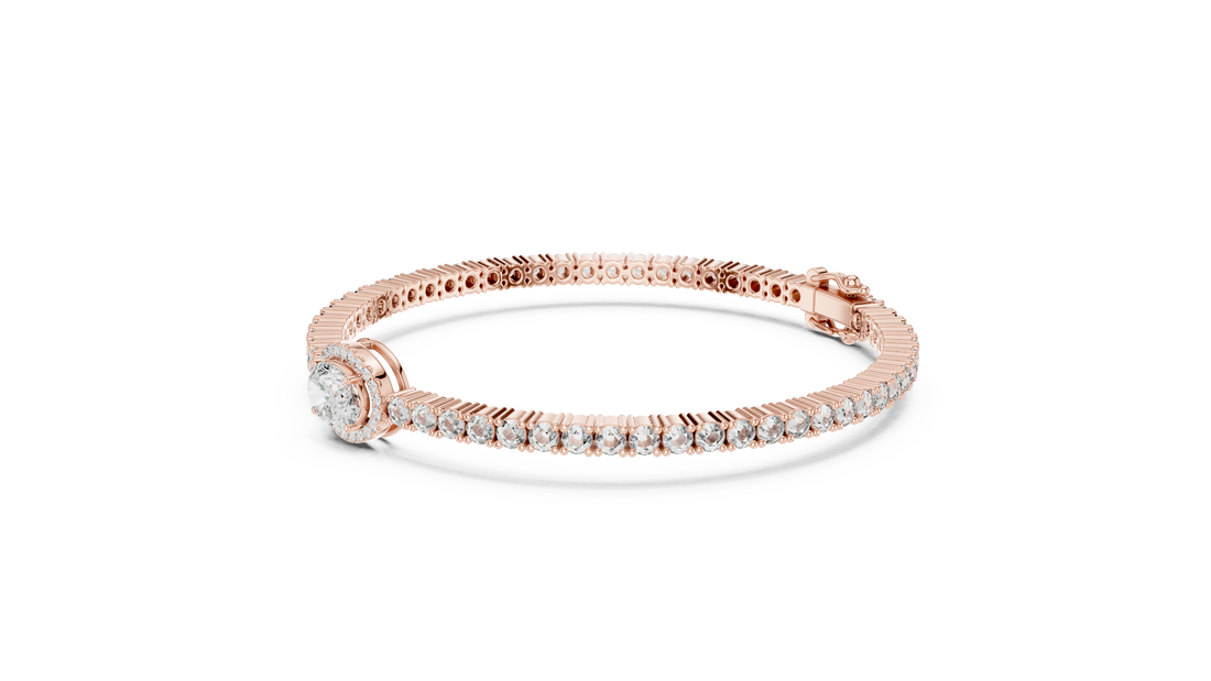 Oval Halo Lab-Grown Diamond Bracelet in 14K/18K Gold