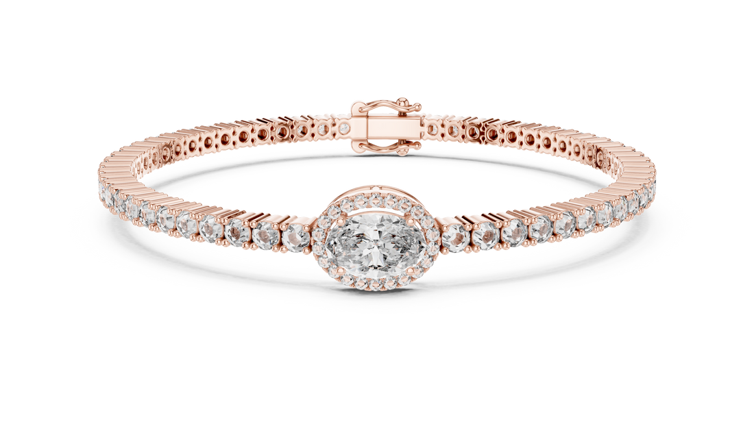 Oval Halo Lab-Grown Diamond Bracelet in 14K/18K Gold