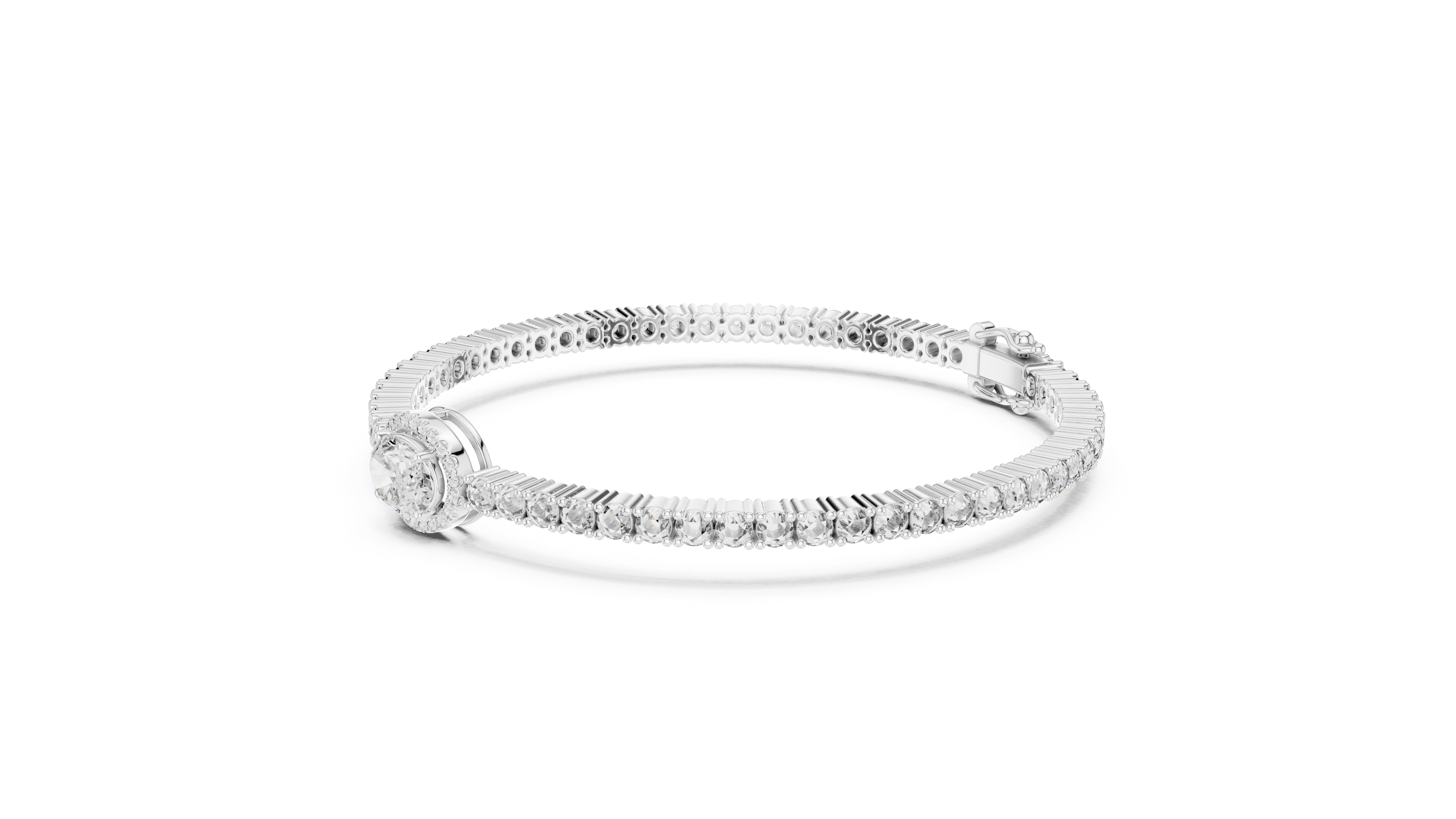 Oval Halo Lab-Grown Diamond Bracelet in 14K/18K Gold