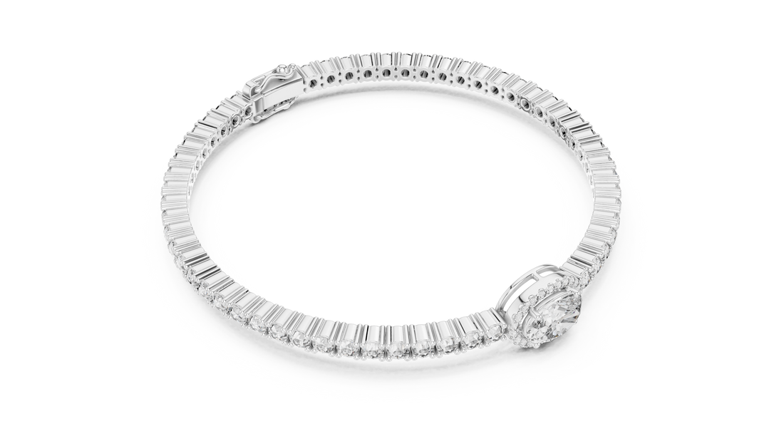 Oval Halo Lab-Grown Diamond Bracelet in 14K/18K Gold