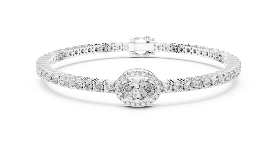 Oval Halo Lab-Grown Diamond Bracelet in 14K/18K Gold