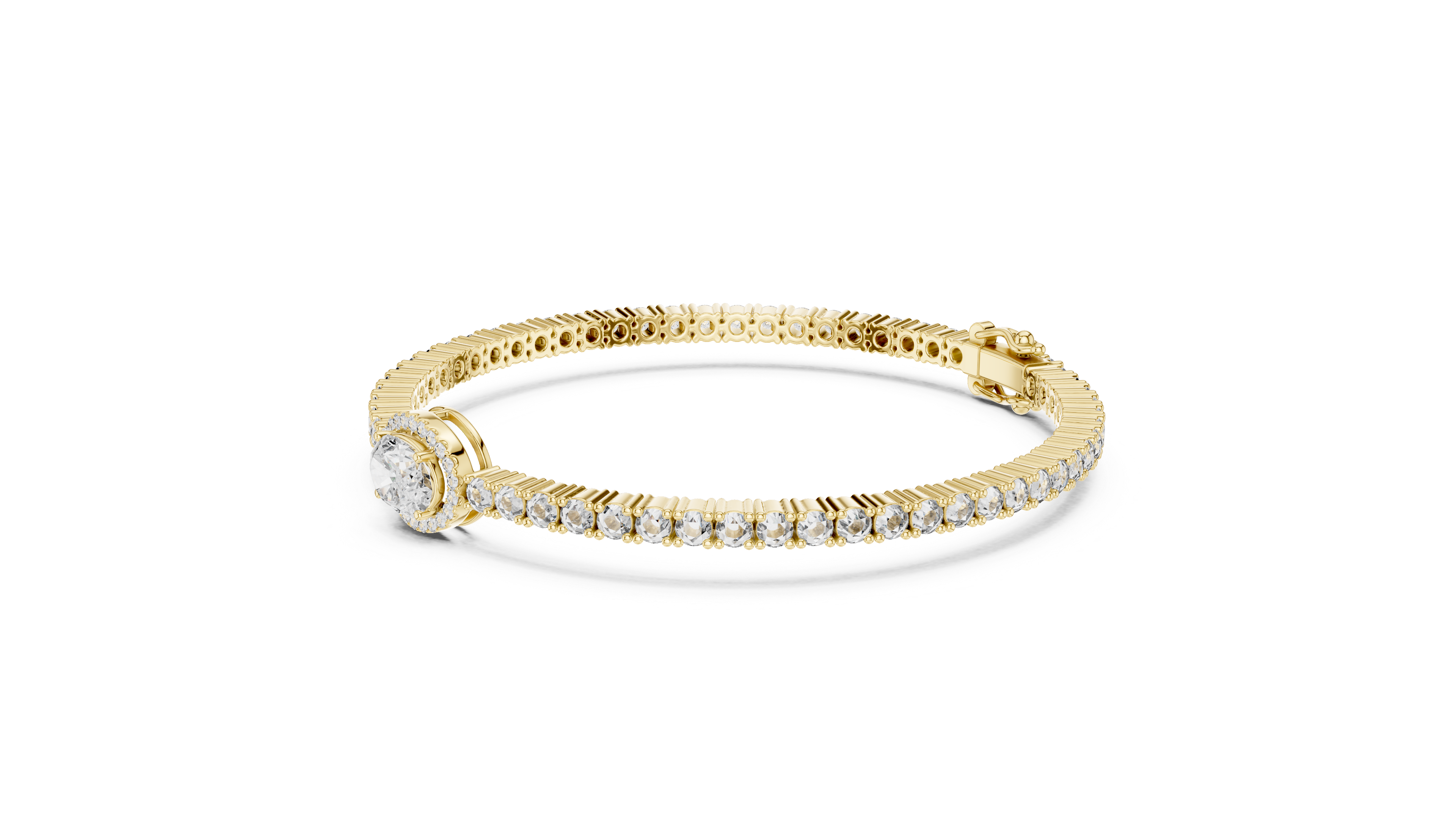Oval Halo Lab-Grown Diamond Bracelet in 14K/18K Gold
