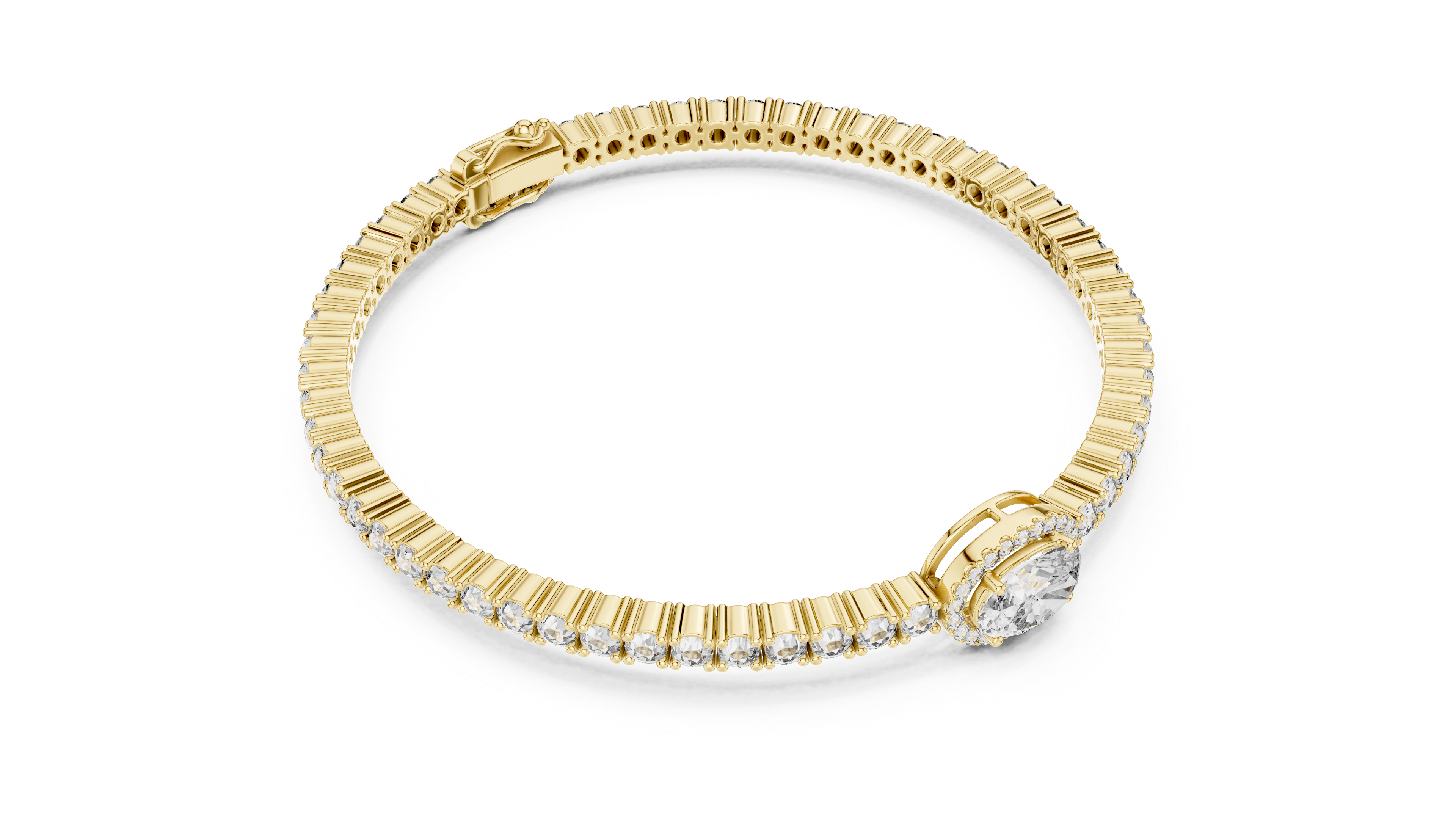 Oval Halo Lab-Grown Diamond Bracelet in 14K/18K Gold