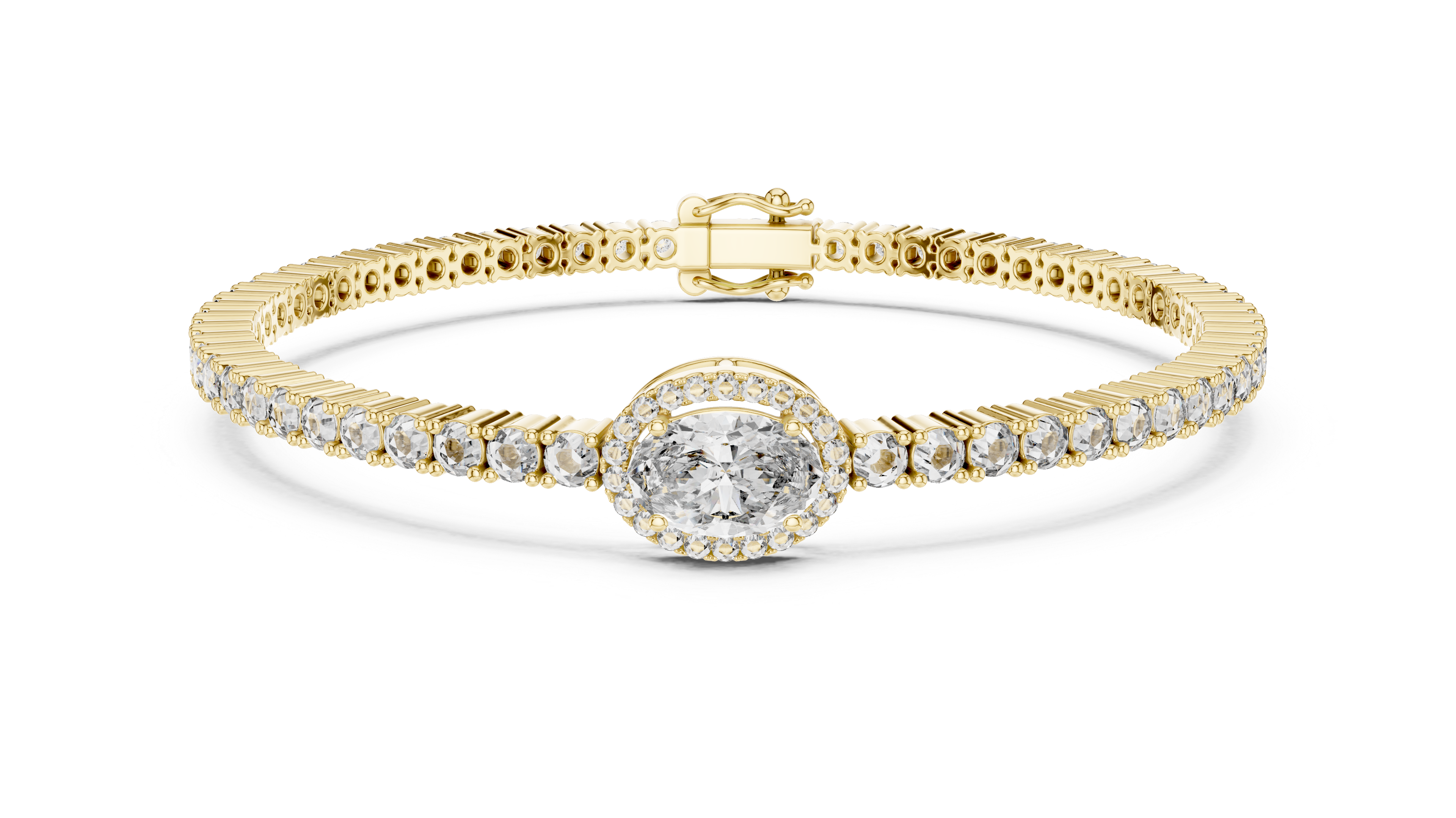 Oval Halo Lab-Grown Diamond Bracelet in 14K/18K Gold