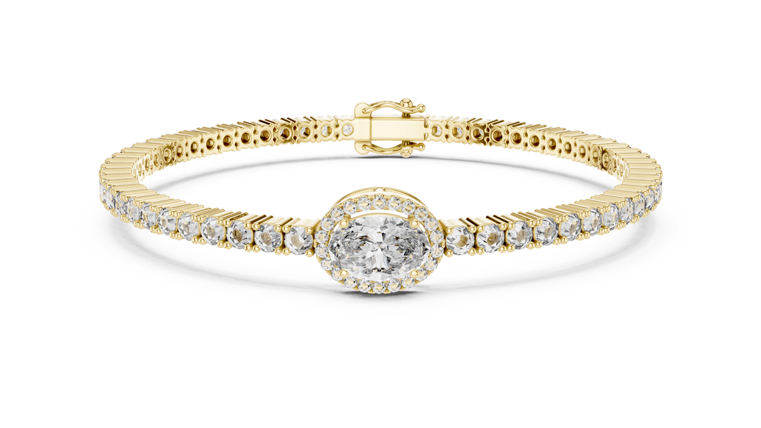 Oval Halo Lab-Grown Diamond Bracelet in 14K/18K Gold