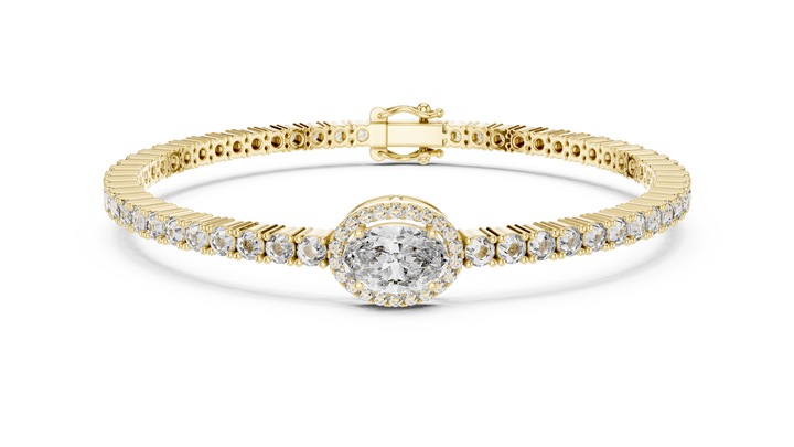 Oval Halo Lab-Grown Diamond Bracelet in 14K/18K Gold